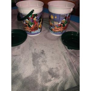 2 Authentic Walt Disney Christmas popcorn buckets